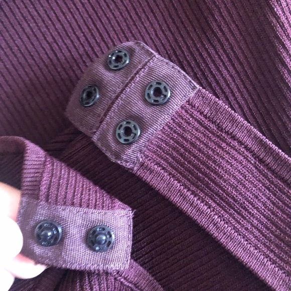 Eva Mendes Maroon Ribbed Off the Shoulder Long Sleeve Bodysuit M - Picture 5 of 7